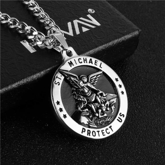 St Michael The Archangel Catholic Medal Stainless Steel 22+2" Chain - Picture 5 of 6